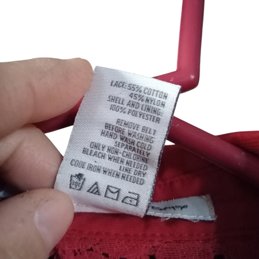 American Rag Red Eyelet Mix Fabric Shirt Dress Country Cottagecore Cowgirl 1X - Picture 8 of 12